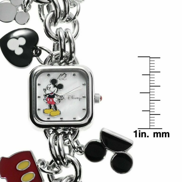 Mickey Mouse Silver Charm Bracelet Watch main image 6
